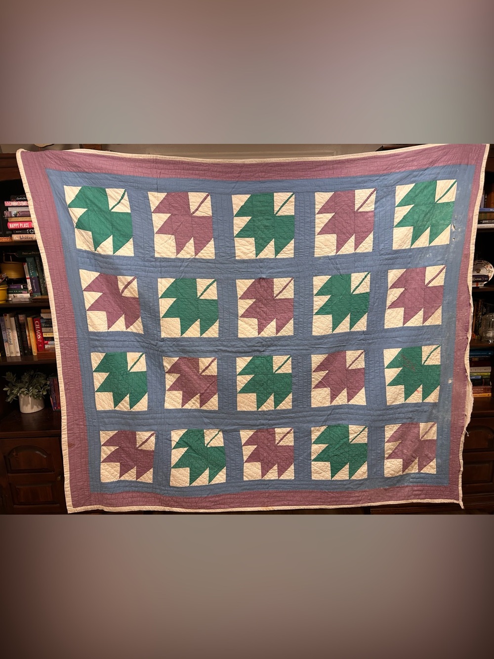 Vintage Handmade Bear Claw Quilt